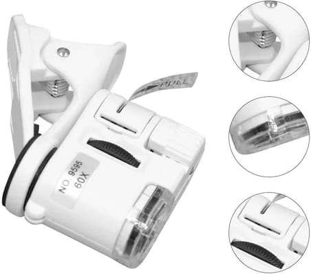 Ayd 60x Mini Cep Telefonu Için Mandallı Mikroskop Uv Ledli Büyüteç Model Al2431