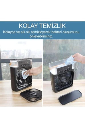 Ayd Taşınabilir Işıklı 5 Spreyli Vantilatör Buzlu Buharlı Vantilatör Mini Fan Nemlendirici