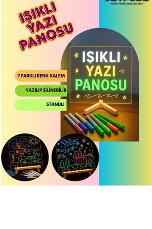 Ayd Neon Işıklı 7 Renk Işık Boyama Kalemli Led Resim Panosu Boyama Tahtası Kalemleri 20 X 20