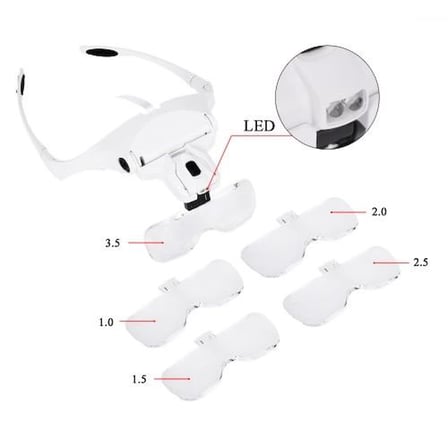 Ayd 5 Lens 1.0x3.5x, 2led Işıklı  Ile Ayarlanabilir Gözlük Büyüteç9892b2