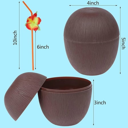 Ayd Hindistan Cevizi Hawaii Luau Aloha Pipetli İçecek Kabı Bardak 10x13 Cm 1 Adet