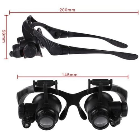 Ayd Gözlük Modeli 10x 15x 20x 25x Lens,2led Işıklı,büyüteç
