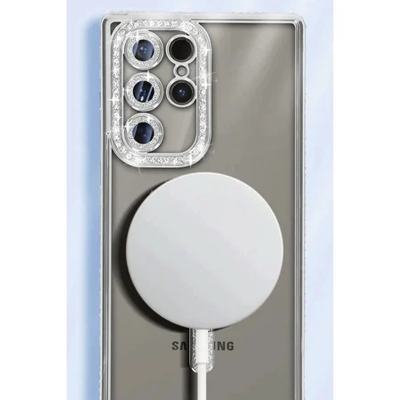Ayd Samsung Galaxy S25 Ultra Kılıf Joke Simli Magneticsafe Kılıf - Gümüş