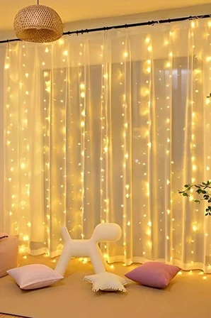 Ayd Lw-7 300 Ledli 10 Sarkıt Perde Led Işık, 8 Modlu Uzaktan Kumandalı, 3x3 Metre Peri Telli Led