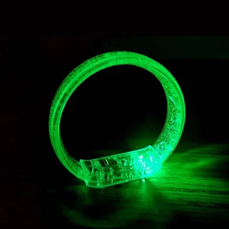 Ayd Yeşil Led Işıklı Baskı Yapılabilen Pilli Bileklik Bilezik 1,5 Cm Genişlik