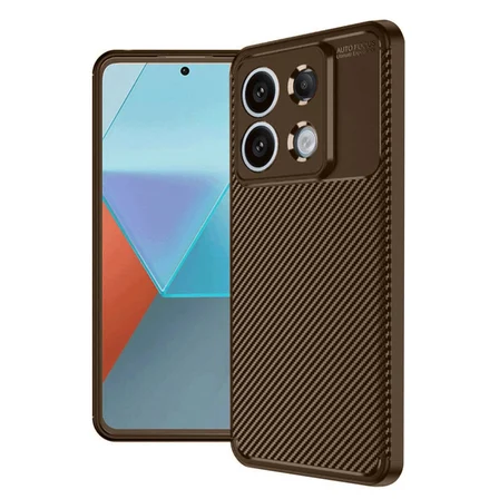 Ayd Xiaomi Redmi Note 13 Pro 4g Kılıf Auto Focus Karbon Kapak - Kahverengi