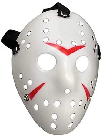 Ayd Beyaz Renk Kırmızı Çizgili Tam Yüz Hokey Jason Maskesi Hannibal Maskesi