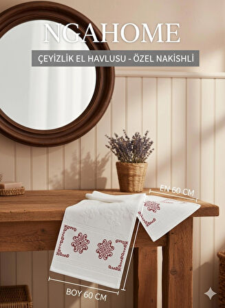 ÇEYİZLİK EL İŞLEMELİ ETAMİN HAVLUSU KÜÇÜK BOY