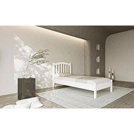 Nil Modern İnci Beyaz Tek Kişilik Karyola 90x200