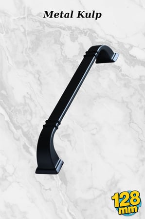 Nilüfer 128 mm - 12.8 cm Siyah Metal Kulp Mobilya Mutfak Çekmece Dolabı Dolap Kulpları Kapak Kulpu Kulbu