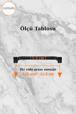 Nilüfer 128 mm - 12.8 cm Siyah Metal Kulp Mobilya Mutfak Çekmece Dolabı Dolap Kulpları Kapak Kulpu Kulbu
