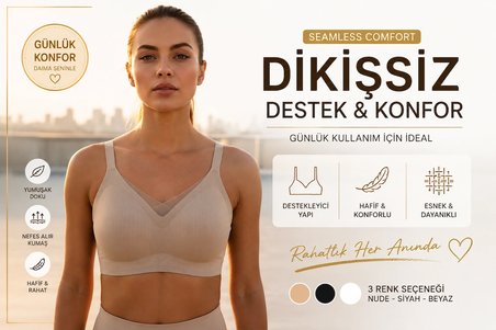 Nior Kadın Dikişsiz Bej Spor Sütyeni - Toparlayıcı ve Destekli Fitness Bralet Nior Women's Seamless Beige Sports Bra - Push Up and High Support Fitness Bralette