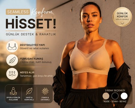 Nior Kadın Dikişsiz Bej Spor Sütyeni - Toparlayıcı ve Destekli Fitness Bralet Nior Women's Seamless Beige Sports Bra - Push Up and High Support Fitness Bralette