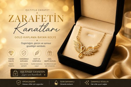 Gold Çelik Kanat Kolye, Minimalist Sonsuzluk Figürlü Kolye, Kadın Kolye Modelleri, Estetik Su Geçirmez Takı
