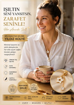 Minimalist Y Kolye, Beyaz Emaye Yıldız Ucu, Kalp Zirkon Sarkıt, Katmanlı Kombin Zarif İnce Zincir Altın Kolye 
