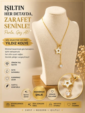 Minimalist Y Kolye, Beyaz Emaye Yıldız Ucu, Kalp Zirkon Sarkıt, Katmanlı Kombin Zarif İnce Zincir Altın Kolye 