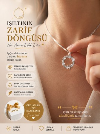 Nior Zarif Gümüş Renk Zirkon Taşlı Çelik Kolye - Minimalist Kadın Takı Hediye 