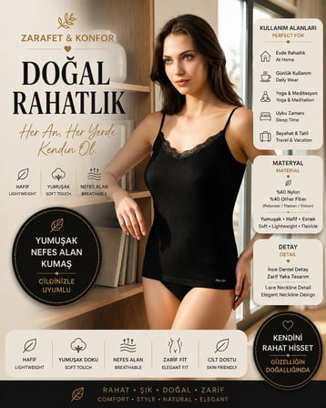 Siyah Dantel Detaylı Kadın Atlet, İnce Askılı V Yaka Basic Camisole, Günlük Katmanlı Giyim İçin Zarif Kadın Üst