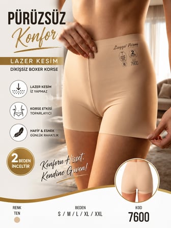 Lazer Kesim İz Yapmayan Boxer Korse Yüksek Bel Karın Şekillendirici Nefes Alabilen Korse