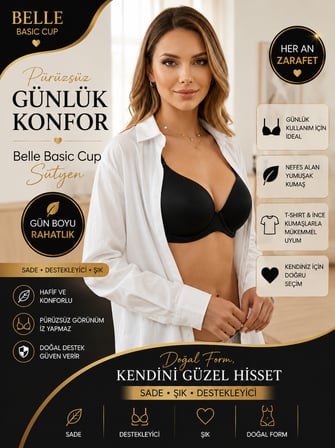 Nior Lifestyle 7010 Belle Desteksiz Balenli Sütyen – Mikro Kumaş B Cup Günlük Basic Kadın Sütyeni