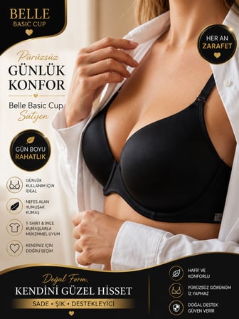 Nior Lifestyle 7010 Belle Desteksiz Balenli Sütyen – Mikro Kumaş B Cup Günlük Basic Kadın Sütyeni