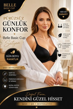 Nior Lifestyle 7010 Belle Desteksiz Balenli Sütyen – Mikro Kumaş B Cup Günlük Basic Kadın Sütyeni