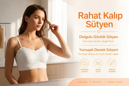 İz Yapmayan Beyaz Sütyen, Dikişsiz Dolgulu Kap Sütyen, Günlük Rahat Kullanım İçin İnce Askılı Kadın Bra