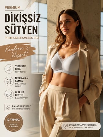 Nior Açık Gri Dikişsiz Telsiz Bralet Sütyen, Yumuşak Göğüs Destekli Günlük İç Giyim, Görünmez Esnek Konfor Sütyen 