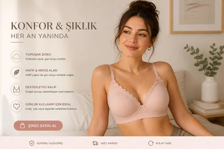 Ten Rengi Pürüzsüz Kup Sütyen, Kaplı Günlük Kadın Sütyeni, Ayarlanabilir Askılı Nude Basic Sütyen, Minimal İç Giyim