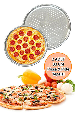 Nishev.com Evini Sev 2 Adet Delikli Pizza Tepsisi Lahmacun Pide Tepsisi 32cm