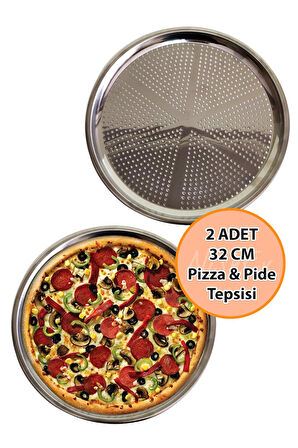 Nishev.com Evini Sev 2 Adet Delikli Pizza Tepsisi Lahmacun Pide Tepsisi 32cm