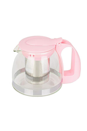 Nishev.com Evini Sev Renkli Süzgeçli Cam Demlik 700 ML - Pembe