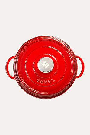 Nishev.com Evini Sev Sürel Kırmızı Demir Döküm Sığ Tencere 24 cm