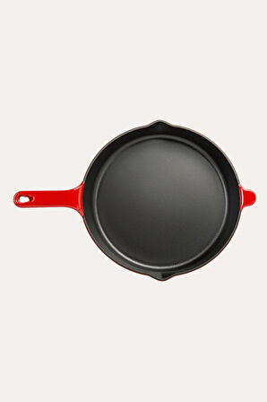 Nishev.com Evini Sev Sürel Kırmızı Demir Döküm Kızartma Tavası 27 cm