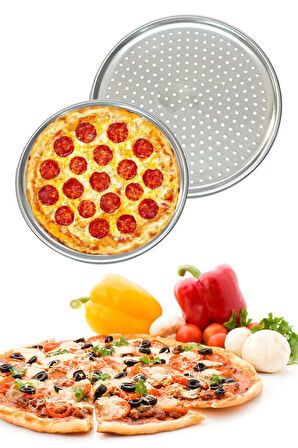 Nishev.com Evini Sev Delikli Pizza Tepsisi Lahmacun Pide Tepsisi 32cm