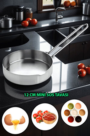 Evini Sev 12 cm Yuvarlak Paslanmaz Çelik Mini Yumurta & Sos Tavası