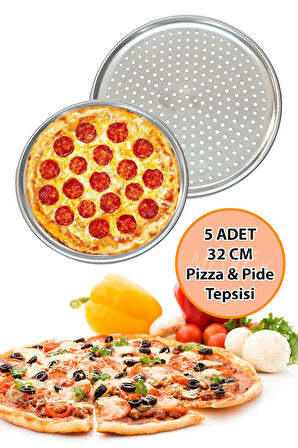 Nishev.com Evini Sev 5 Adet Delikli Pizza Tepsisi Lahmacun Pide Tepsisi 32cm