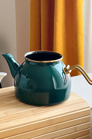 Nishev.com Evini Sev Dufy Serisi Porselen Demlikli Emaye Çaydanlık Takımı - Yeşil