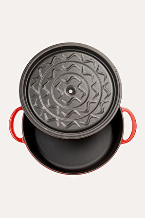 Nishev.com Evini Sev Sürel Kırmızı Demir Döküm Derin Tencere 20 cm