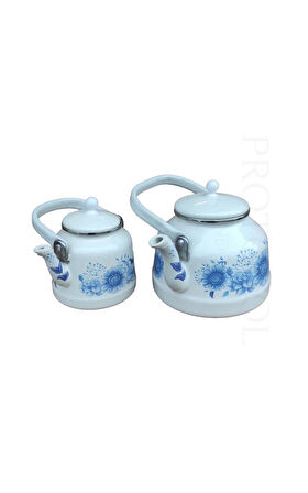 Nishev Italyan Lüks Emaye Çaydanlık Takımı Mavi