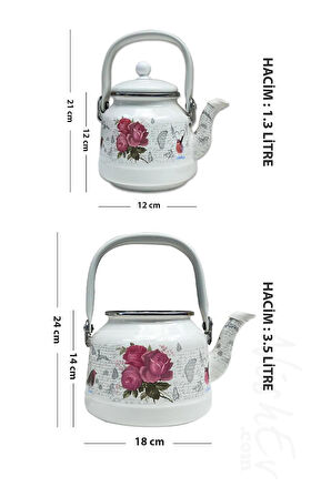 Nishev Italyan Lüks Emaye Çaydanlık Takımı Pembe