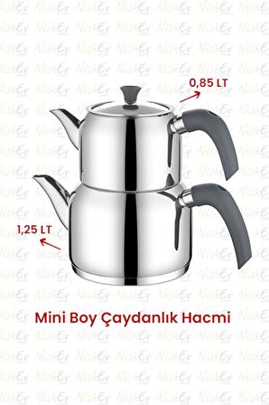 Kahramanlar Delux Soft 4 Parça Çaydanlık Takımı - Mini Boy Antrasit