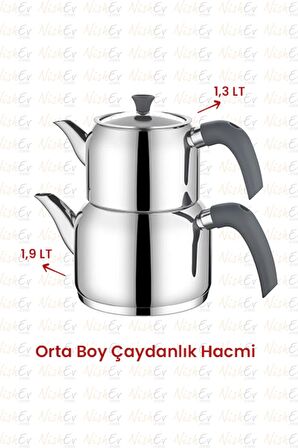 Kahramanlar Delux Soft 4 Parça Çaydanlık Takımı - Orta Boy Antrasit