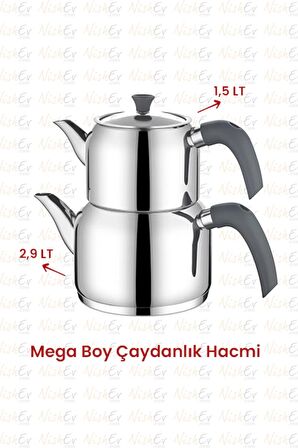 Kahramanlar Delux Soft 4 Parça Çaydanlık Takımı - Mega Boy Antrasit