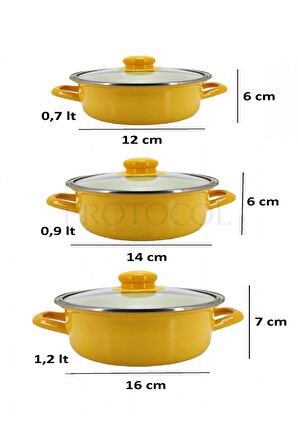 12/14/16 cm Mini Emaye Tencere Seti - Anneler Gününe Özel 6 Parça Saklama Kabı Seti