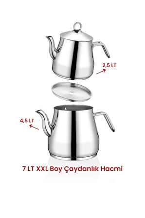 Kahramanlar Pramit 4 Parça Çaydanlık Takımı - XXL Boy Platin