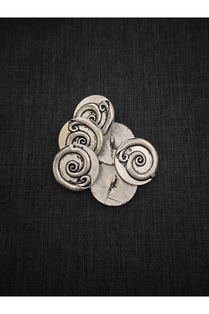 Antik Gümüş Görünümlü Spiral Rölyefli Metal Düğme Seti