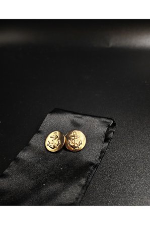 Altın Sarısı Gömme Çıpa Desenli Metal Ceket Düğmesi 16.5 mm 26 boy