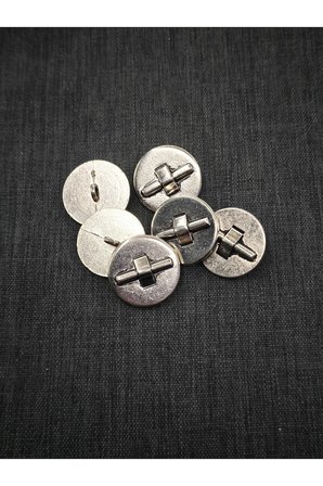 Gümüş Oksit Kaplama Endüstriyel Tasarım Metal Düğme Seti 23Mm 36 Boy