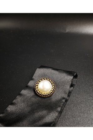Antik Gold Çerçeveli İnci Detaylı Saten Düğme 6 Adet 25 mm 40 boy